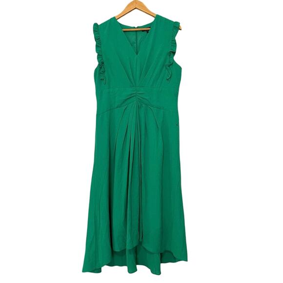 Maggy London Bubble Crepe Midi Dress in Green Size 16 - Picture 2 of 5